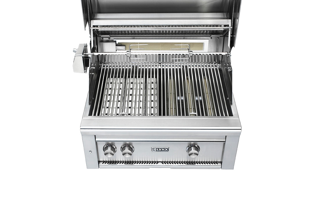 Professional Freestanding Grill with 1 Trident Infrared Burner and 1 Ceramic Burner and Rotisserie 30”  (L30TRF)